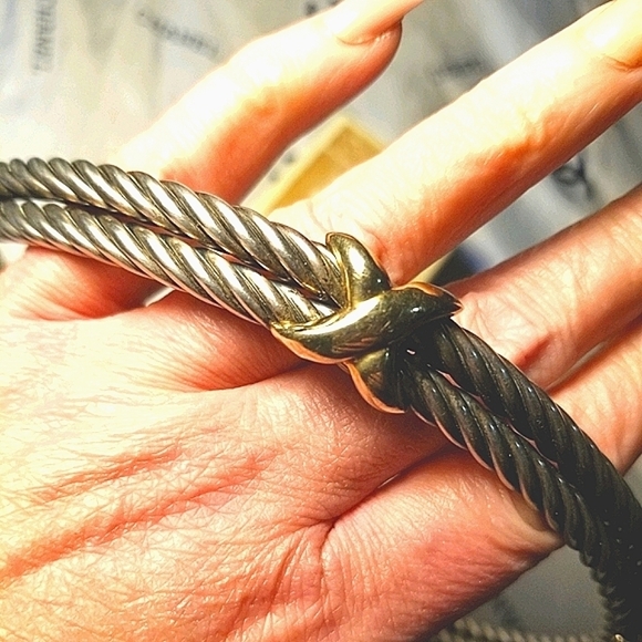 66.5G ! FLLI MENEGATTI Italy Double Cable Choker Necklace - Picture 3 of 7